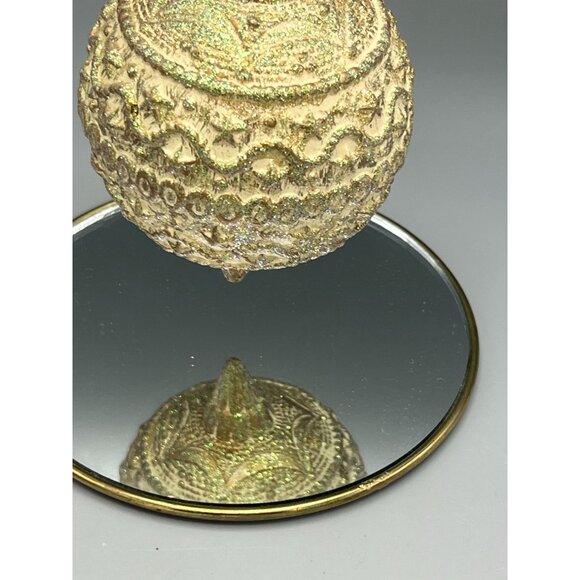 Kurt S Adler Enchanted Forest Christmas Ornament Gold Glitter Ball 4" VTG Decor - Picture 5 of 8